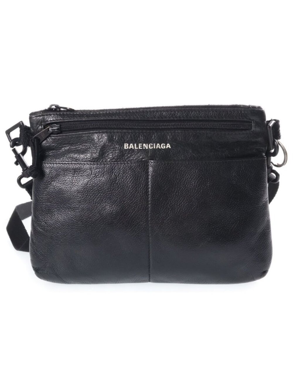Balenciaga Cross Shoulder Bag Black Leather